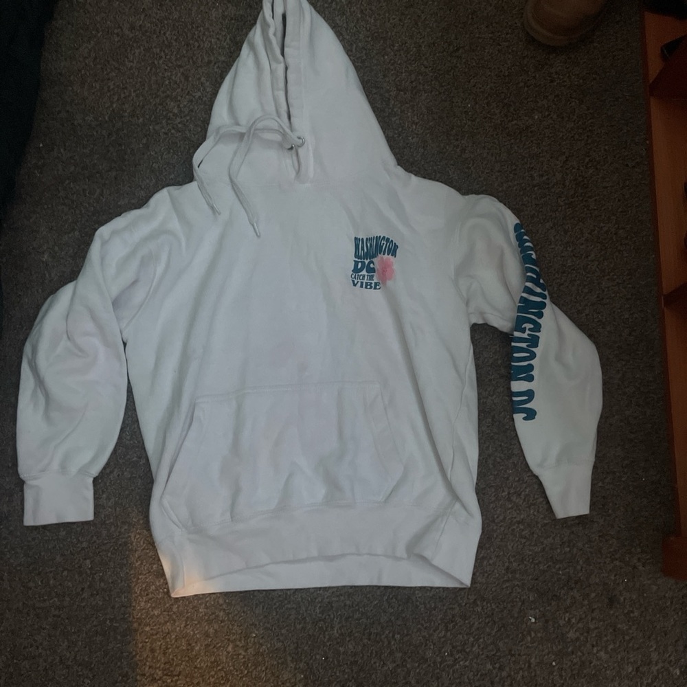 🩵🩵White Hoodie with Blue and Pink Print🩵🩵